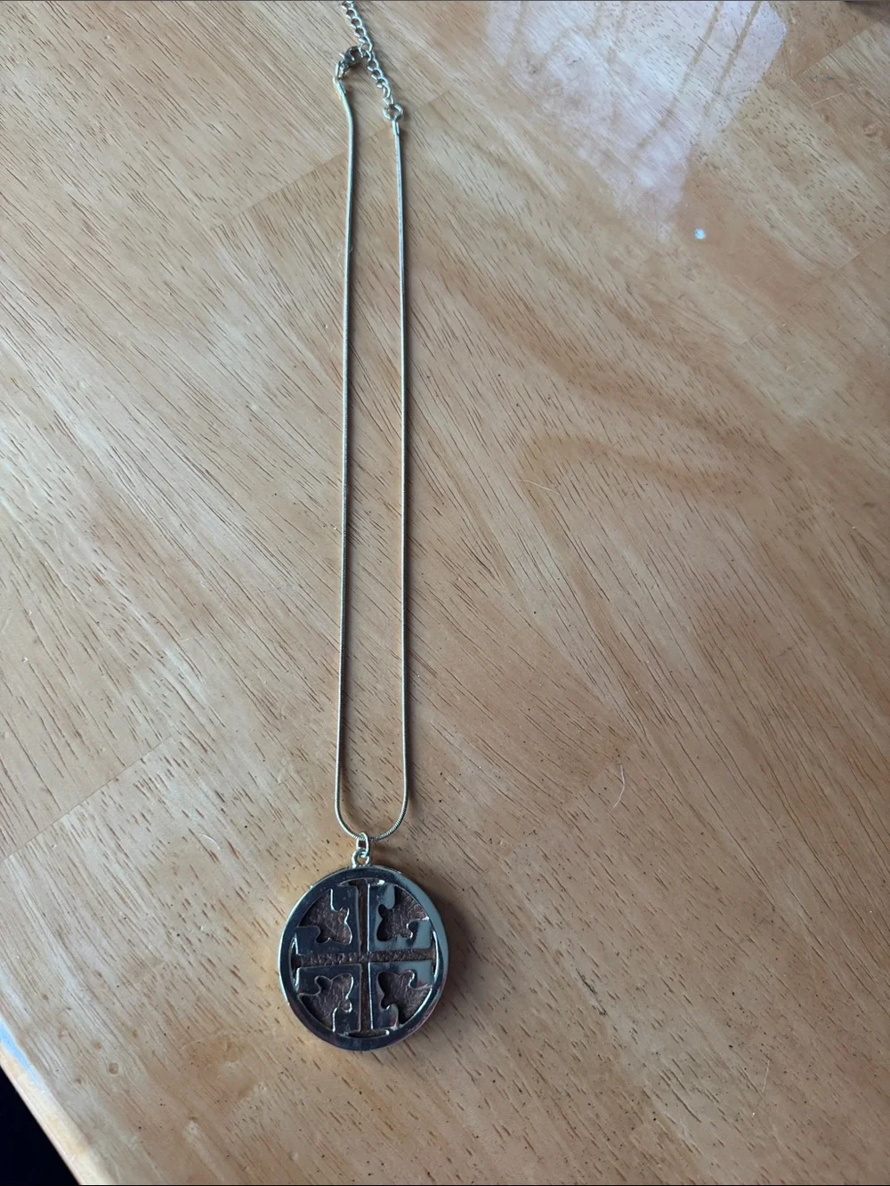 Tory Burch Gold Tone Logo Medallion Pendant